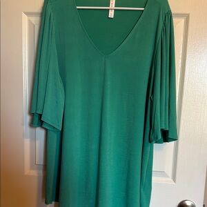 Women's Green V-Neck Top